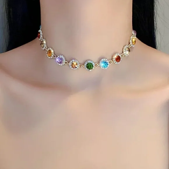 🌟 Colorful Choker Necklace Rainbow - Picture 3 of 5
